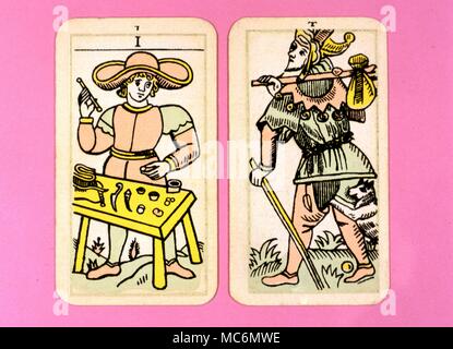 Cartes de Tarot Arcanes majeurs du Tarot Parisien Banque D'Images