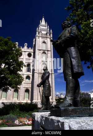 Les Mormons - Joseph Smith. Le prophète Smith, né le 23 décembre 1805, assassiné le 27 juin 1844. Statue en raison de Temple, Salt Lake City. Banque D'Images