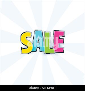 Vente Modèle de page design. Offre Spéciale, lettres colorées pour faire du shopping, centre commercial, commerce, vente au détail. Typographie Illustration de Vecteur