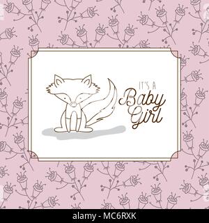 Son châssis d'une petite fille avec fox vector illustration design Illustration de Vecteur