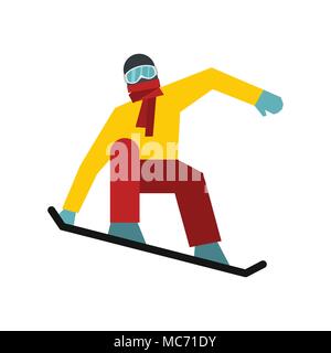 Snowboarder sur le pont, l'icône de snowboard style plat Illustration de Vecteur