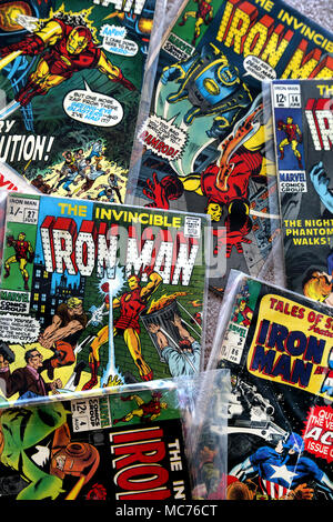 Collection de l'Invincible Iron Man Vintage Marvel Comic Books Banque D'Images