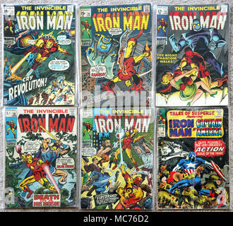 Collection de l'Invincible Iron Man Vintage Marvel Comic Books Banque D'Images