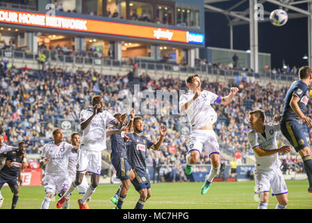 Chester, Pennsylvanie, USA. 13 avr, 2018. L'Union de Philadelphie en action contre la ville d'Orlando au stade de l'énergie Talen Chester Ohio Crédit : Ricky Fitchett/ZUMA/Alamy Fil Live News Banque D'Images