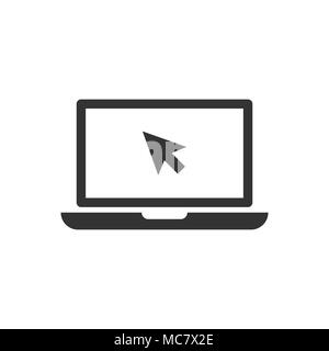 Ordinateur portable ordinateur portable avec le curseur de la souris sur l'icône vecteur dans télévision style. L'écran du portable on white background isolés. Moniteur informatique concept. Illustration de Vecteur