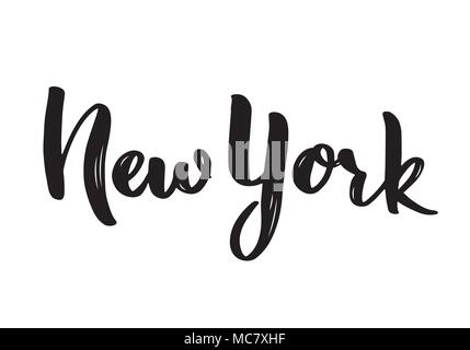 Lettrage à la main New York la calligraphie. La calligraphie au pinceau à la main. City design lettrage. Vector illustration. Illustration de Vecteur