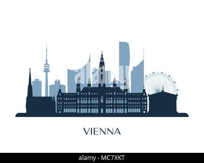 Les toits de Vienne, silhouette monochrome. Vector illustration. Illustration de Vecteur