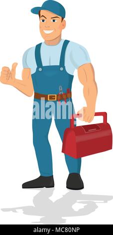 Réparateur avec les outils. Service technique. Illustration de Vecteur