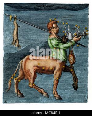 La constellation du Centaure, dangling Bestia - un dix-septième siècle illustration à la main, basé sur le neuvième siècle illumination dans l'Aratus à Leyde. Aratus était né vers 315 avant J.-C., et a écrit son livre sur les constellations pour la règle de Macédoine. Banque D'Images