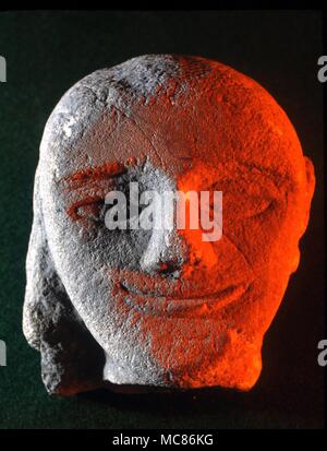 CELTIC HEAD Date inconnue. Manor House Museum, Ilkley, West Yorkshire Banque D'Images