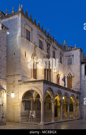 La place de Luža, palais Sponza, old town, Dubrovnik, Croatie Banque D'Images