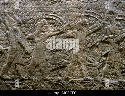 Lakis soulagement. South-West palais du roi Sanchérib dans Ninive, de l'Iraq. L'Assyrien victoire sur le royaume de Juda pendant le siège de Lakis dans 701 BC. Sculptée entre 700-681 BC. British Museum. Londres, Royaume-Uni. Banque D'Images