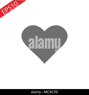 Icône de cœur vecteur. Symbole d'amour. Valentine s Day sign, emblème isolé sur fond blanc avec l'ombre, télévision pour le style graphique et web design, logo. EPS10 pictogramme noir Illustration de Vecteur