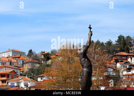 Photo d'un Catcher d'une croix, une statue à Ohrid, Macédoine Banque D'Images