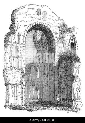 L'arche et le transept de l'abbaye de Malmesbury, dans le Wiltshire, Angleterre, l'une des rares maisons anglais avec une histoire continue à partir du 7e siècle jusqu'à la dissolution des monastères. L'Abbaye a été fondée comme un monastère bénédictin autour de 676 par l'érudit-poète Aldhelm, un neveu du Roi ine de Wessex. L'Abbaye fut en grande partie terminé en 1180 mais sa tour s'est effondrée dans une tempête autour de 1500 détruit une grande partie de l'église, dont les deux tiers de la nef et le transept. Banque D'Images