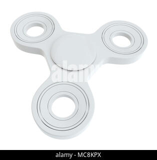 Fidget blanc Spinner, isolé sur fond blanc. 3d illustration Banque D'Images