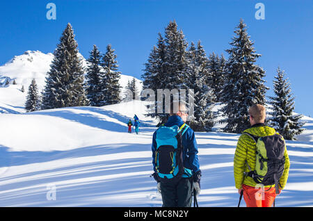 Le ski nordique en Rhone Alpes de France sur l'un des sommets les plus proches de Seez village - Clopet. Banque D'Images