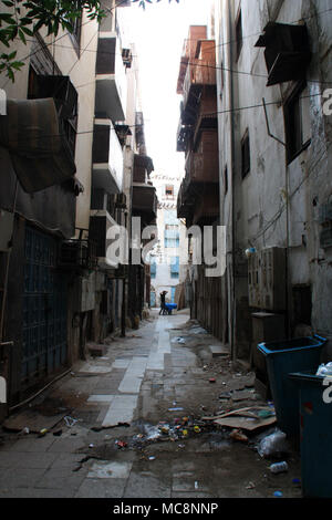 Quartier résidentiel dans le quartier historique (al balad) à Jeddah, Arabie Saoudite Banque D'Images