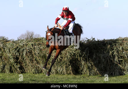 Rouleau de tigre monté par Jockey Davy Russell sur la façon de gagner le Grand National Handicap Santé Randox Chase lors de la Journée nationale de la Santé 2018 Randox Grand National à Aintree Hippodrome Festival, Liverpool. Banque D'Images