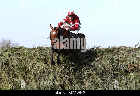 Rouleau de tigre monté par Jockey Davy Russell sur la façon de gagner le Grand National Handicap Santé Randox Chase lors de la Journée nationale de la Santé 2018 Randox Grand National à Aintree Hippodrome Festival, Liverpool. Banque D'Images