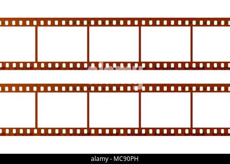 Deux bandes de film de 35 mm isolé sur fond blanc Banque D'Images