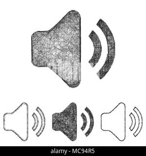 L'icône de volume défini - croquis d'art en ligne Illustration de Vecteur