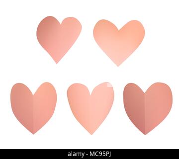 Un ensemble de coeurs en papier rose Illustration de Vecteur