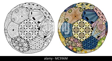 Zentangle ballon de soccer stylisée. Illustration vecteur de dentelle à la main Illustration de Vecteur