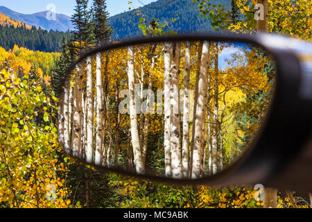 Réflexions dans le miroir de la couleur d'automne avec Aspens tournant - le long de l'Ohio Pass route entre Gunnison et Crested Butte, Colorado. Banque D'Images