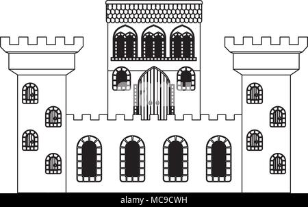 Château médiéval icône isolé Illustration de Vecteur