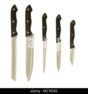 Ensemble de couteau à manche noir Illustration de Vecteur