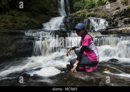 McLean Falls sur la rivière Tautuku dans le Southland, Catlins, Nouvelle-Zélande Banque D'Images