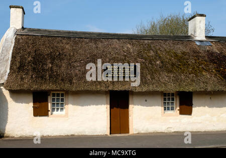 Avis de Burns Cottage, lieu de naissance et l'accueil de Robert Burns, dans la région de Alloway Ayrshire, Ecosse, , Royaume-Uni. Banque D'Images