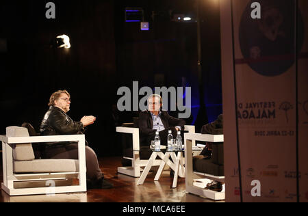 Malaga, Espagne, 14 avril 2018. Le réalisateur mexicain Guillermo del Toro s'occupe du Festival de Malaga. Le festival de Malaga ou Malaga film festival est un festival de cinéma organisé à Malaga, c'est principalement de promouvoir les films en langue espagnole. Credit : SOPA/Alamy Images Limited Live News Banque D'Images
