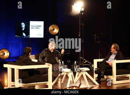 Malaga, Espagne, 14 avril 2018. Le réalisateur mexicain Guillermo del Toro s'occupe du Festival de Malaga. Le festival de Malaga ou Malaga film festival est un festival de cinéma organisé à Malaga, c'est principalement de promouvoir les films en langue espagnole. Credit : SOPA/Alamy Images Limited Live News Banque D'Images