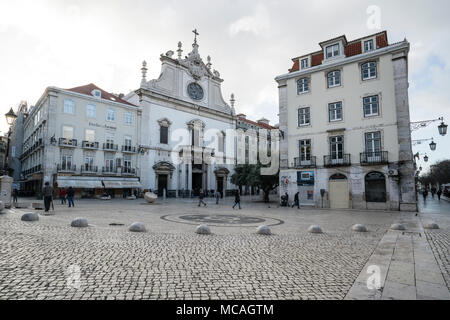 Vue de Sao Domingo dans Largo de São Domingos à Lisbonne, Portugal Banque D'Images