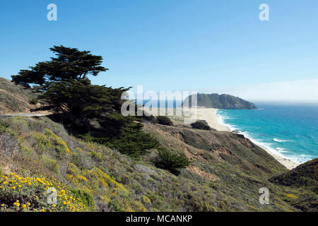 Vues à partir de la 17-Mile Drive, une route pittoresque à travers Pacific Grove et plage de galets sur la péninsule de Monterey en Californie Banque D'Images