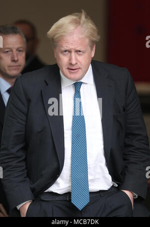 Londres, Royaume-Uni, 15 avril 2018. Boris Johnson, secrétaire d'État aux Affaires étrangères vu quitter les studios de la BBC : Crédit WFPA/Alamy Live News Banque D'Images