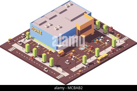 Supermarché poly faible isométrique vectoriel Illustration de Vecteur