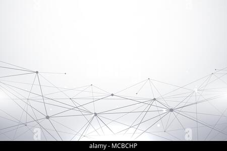 Abstract blanc et gris, molécules futuriste. Lignes et connexions d'arrière-plan concept technologie Illustration de Vecteur
