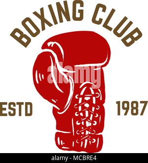 Boxing Club Champion. Modèle avec emblème boxer gant. L'élément de conception de logo, étiquette, emblème, signe. Vector illustration Illustration de Vecteur