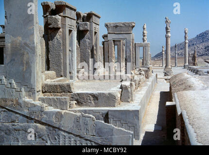 Persepolis. Tachara (Palais d'hiver) ou le palais de Darius. Au sud-ouest de l'Apadana. Ère de Dario I (522-486 avant J.-C.). Style achéménide. La province du Fars, en Iran. Banque D'Images