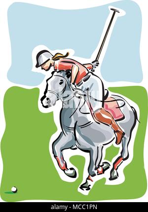 Vector illustration d'un joueur de polo Illustration de Vecteur