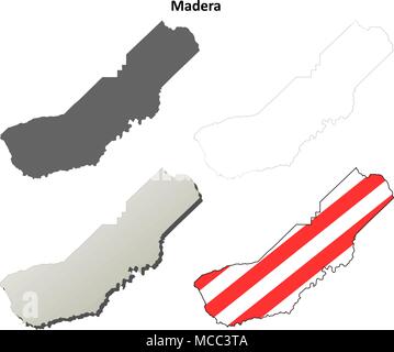 Madera County, Californie contour plan set Illustration de Vecteur