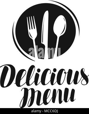 Délicieux menu logo ou label. L'icône de l'alimentation. Vector illustration Illustration de Vecteur