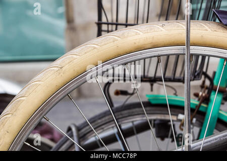 Close up de roue de vélo Banque D'Images