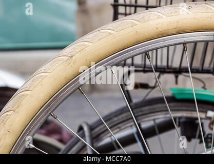 Close up de roue de vélo Banque D'Images