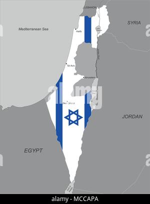 La carte d'Israël avec drapeau national Illustration de Vecteur