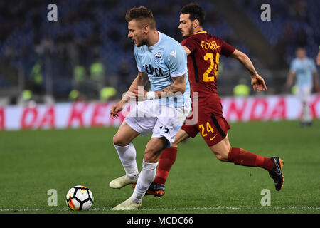 Rome, Italie. Apr 16, 2018. Un Football-Serie-Lazio vs Roma -Rome 15-Apr-2018 dans la photo Ciro Immobile Photographe01 Photo Credit : agence photo indépendante/Alamy Live News Banque D'Images