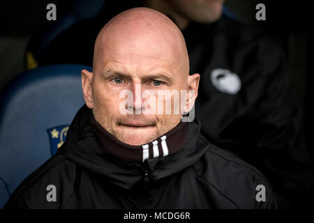 Le Danemark, Brøndby - 15 avril, 2018. Ståle Solbakken FC Copenhague manager vu au cours de l'alka Superliga match contre Brøndby IF à Brøndby Stadion. (Photo crédit : Gonzales Photo - Kim M. Leland). Banque D'Images